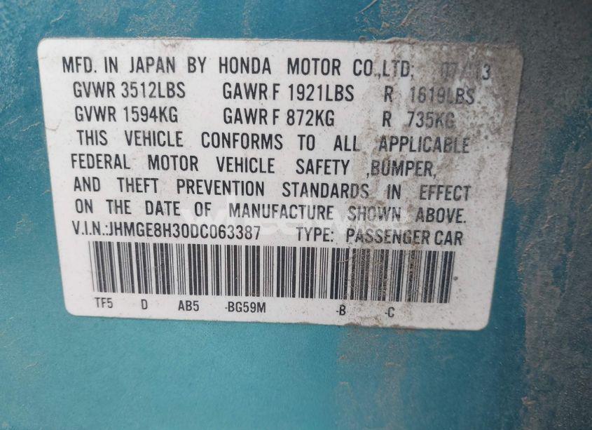 Photo 9 of 2013 Honda Fit (VIN JHMGE8H30DC063387)