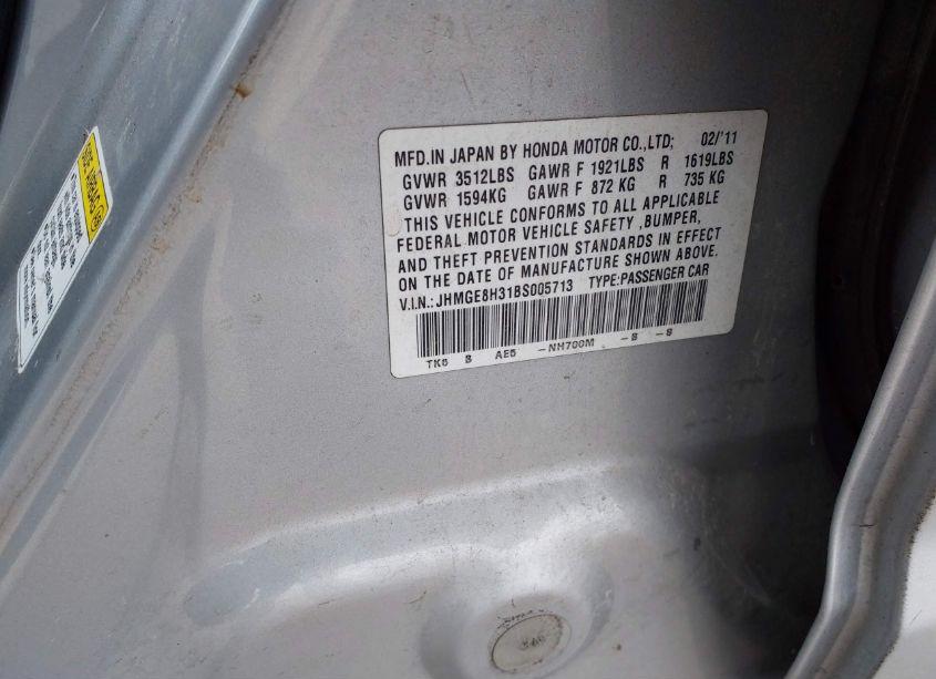 Photo 9 of 2011 Honda Fit (VIN JHMGE8H31BS005713)