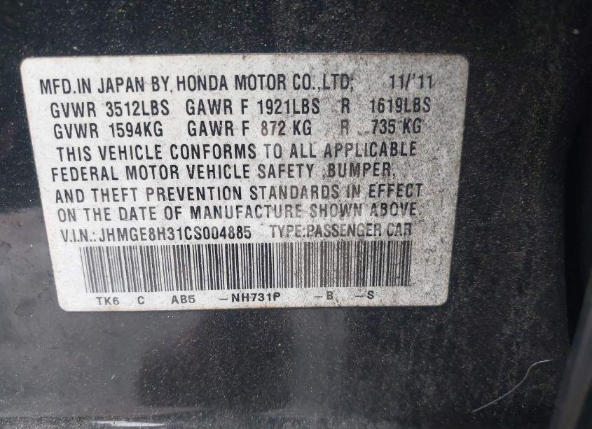 Photo 9 of 2012 Honda Fit (VIN JHMGE8H31CS004885)