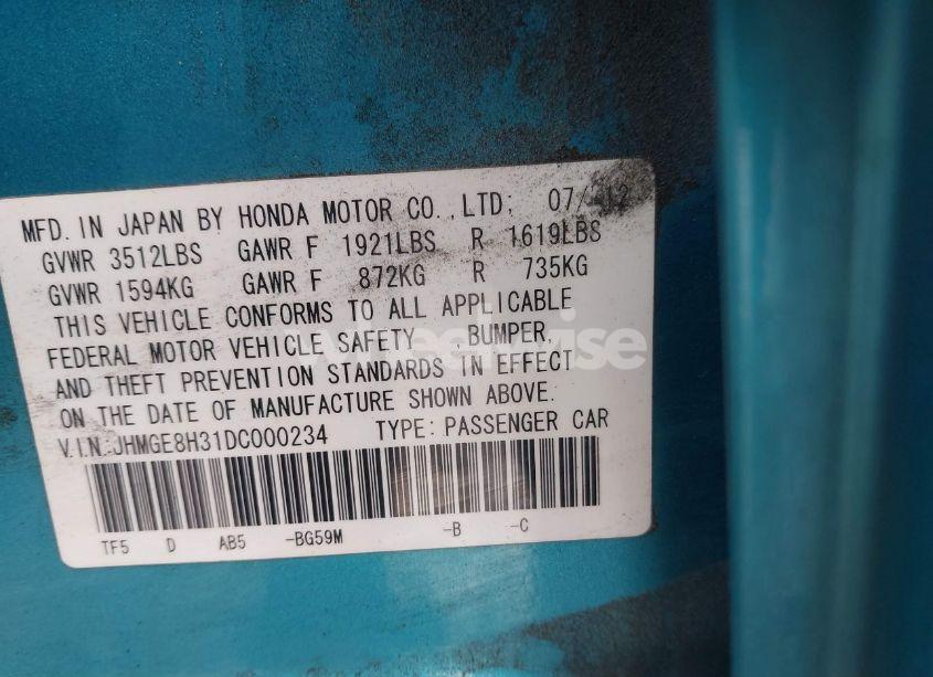 Photo 9 of 2013 Honda Fit (VIN JHMGE8H31DC000234)