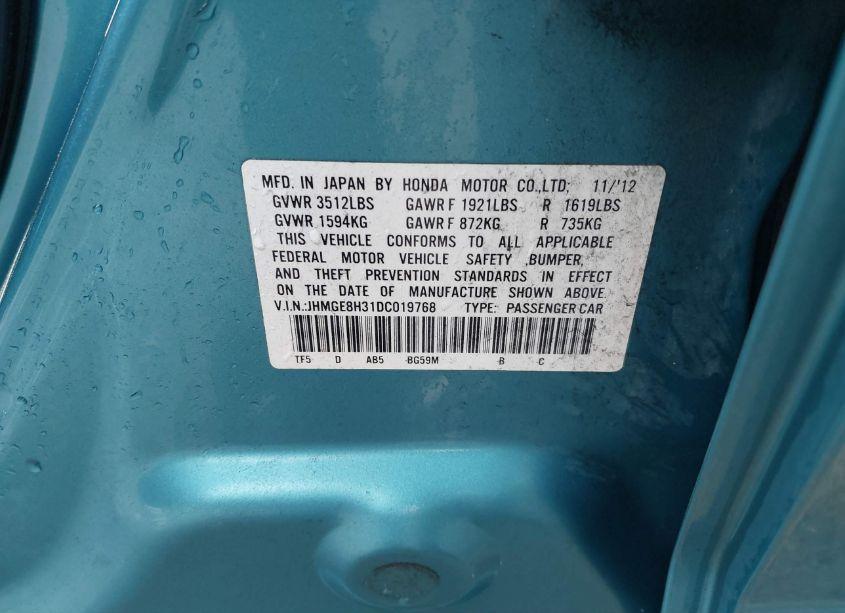 Photo 9 of 2013 Honda Fit (VIN JHMGE8H31DC019768)