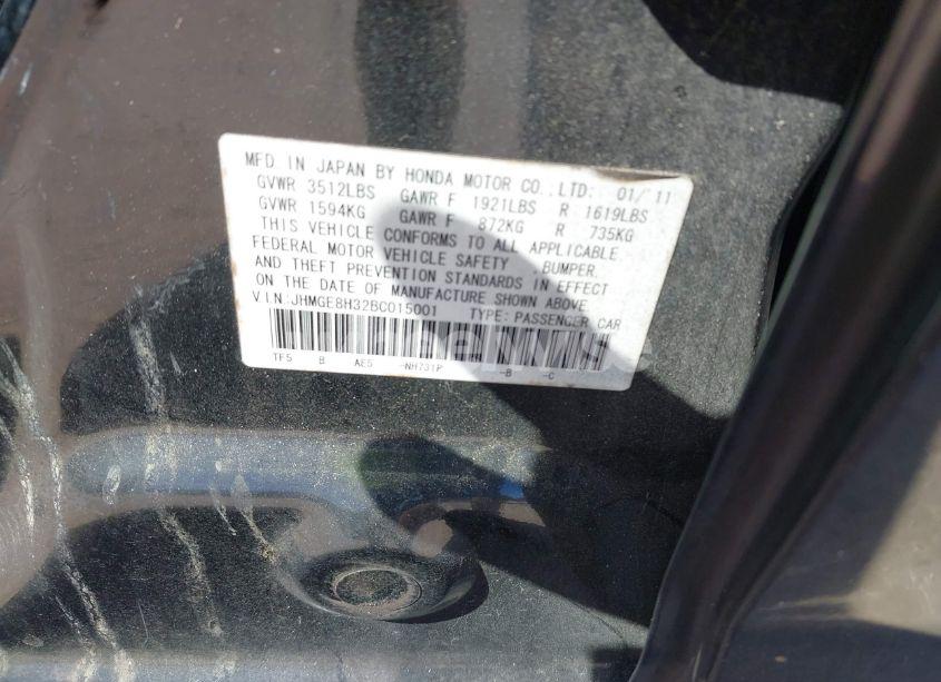 Photo 9 of 2011 Honda Fit (VIN JHMGE8H32BC015001)