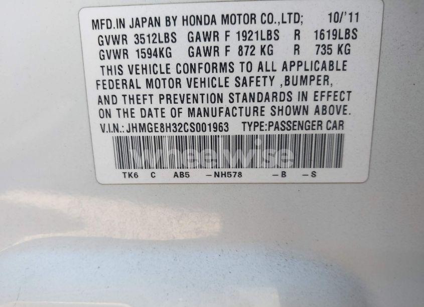 Photo 9 of 2012 Honda Fit (VIN JHMGE8H32CS001963)