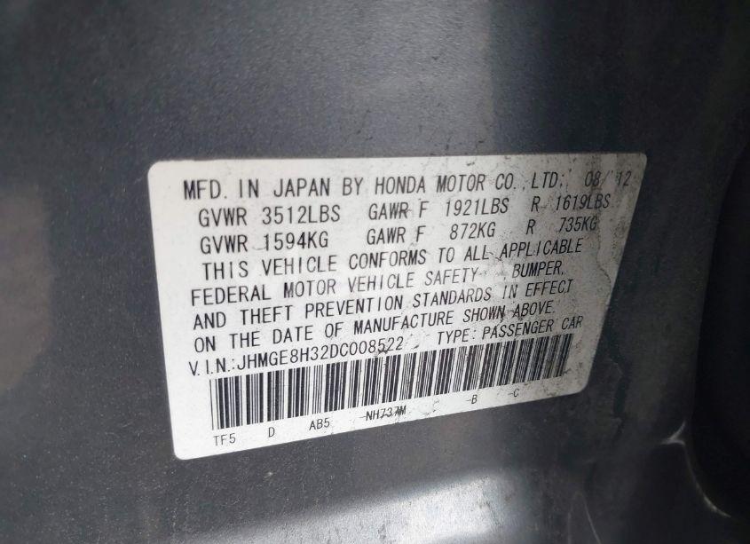 Photo 9 of 2013 Honda Fit (VIN JHMGE8H32DC008522)