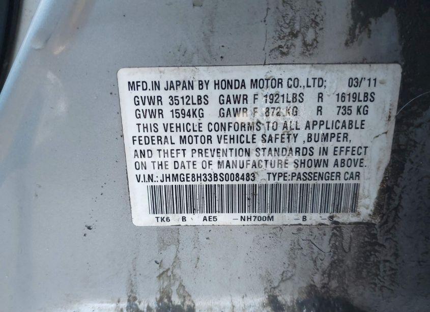 Photo 9 of 2011 Honda Fit (VIN JHMGE8H33BS008483)