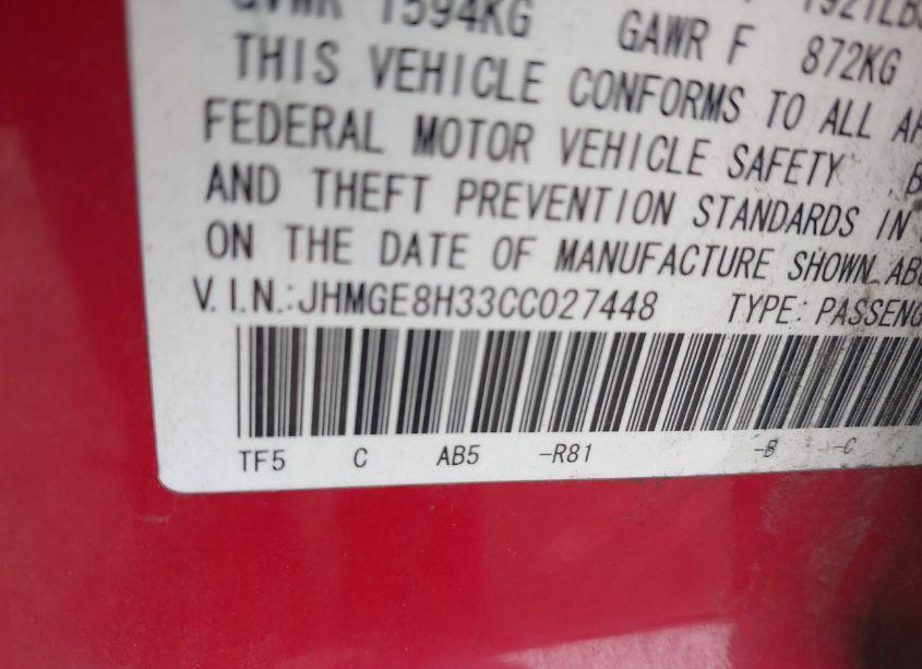 Photo 9 of 2012 Honda Fit (VIN JHMGE8H33CC027448)