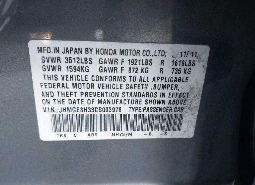 Photo 9 of 2012 Honda Fit (VIN JHMGE8H33CS003978)
