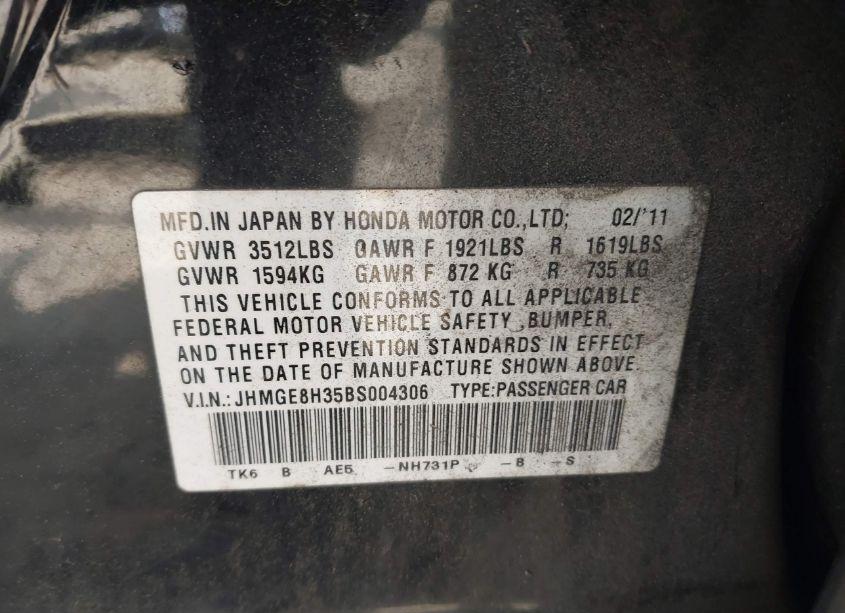 Photo 9 of 2011 Honda Fit (VIN JHMGE8H35BS004306)