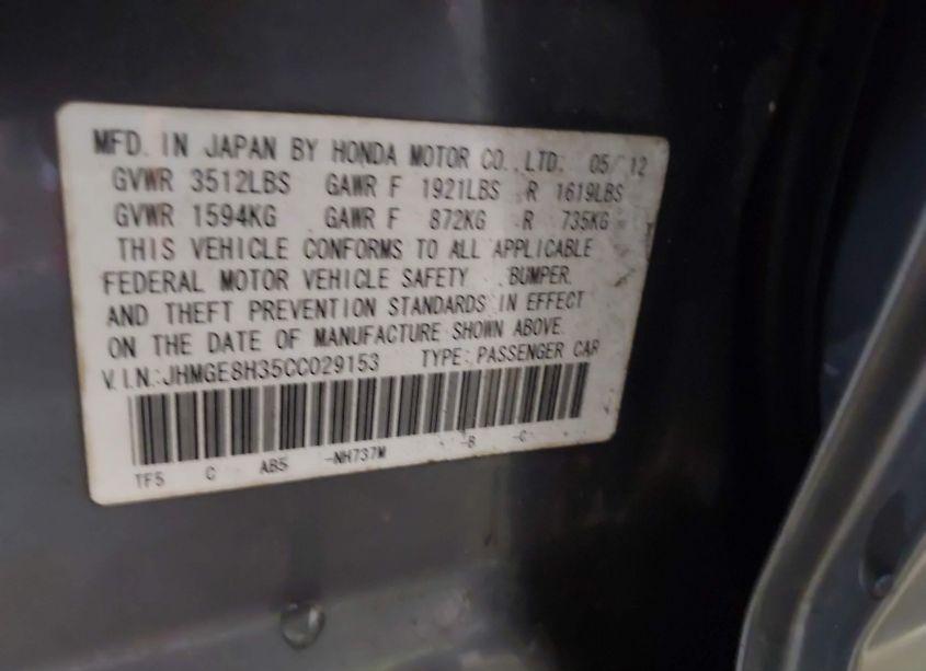 Photo 9 of 2012 Honda Fit (VIN JHMGE8H35CC029153)