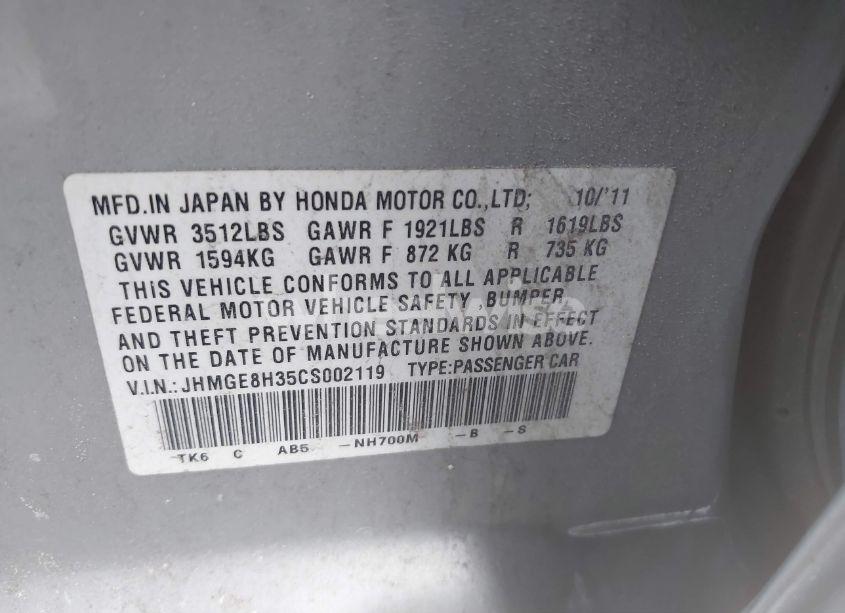 Photo 9 of 2012 Honda Fit (VIN JHMGE8H35CS002119)