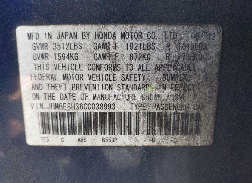 Photo 9 of 2012 Honda Fit (VIN JHMGE8H36CC038993)