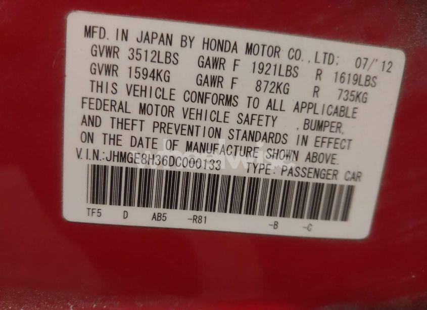 Photo 9 of 2013 Honda Fit (VIN JHMGE8H36DC000133)