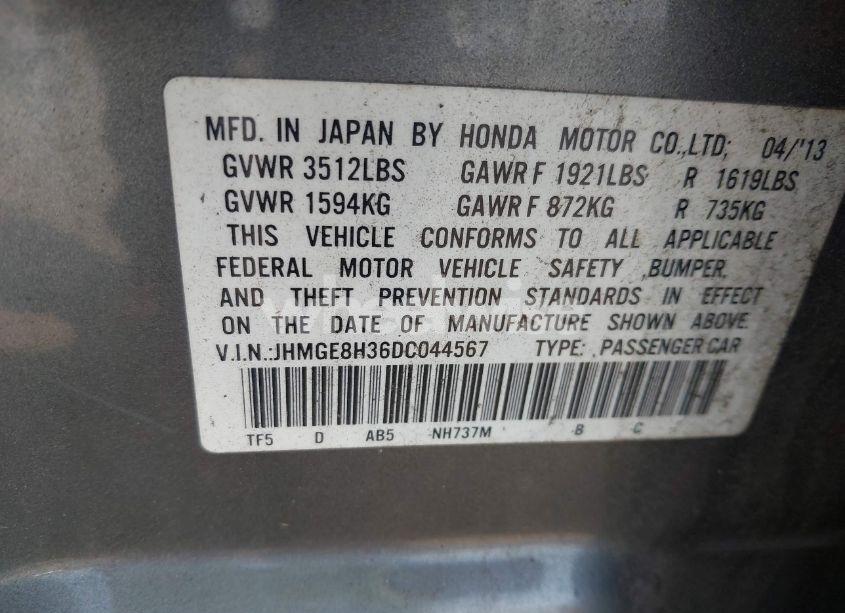 Photo 9 of 2013 Honda Fit (VIN JHMGE8H36DC044567)