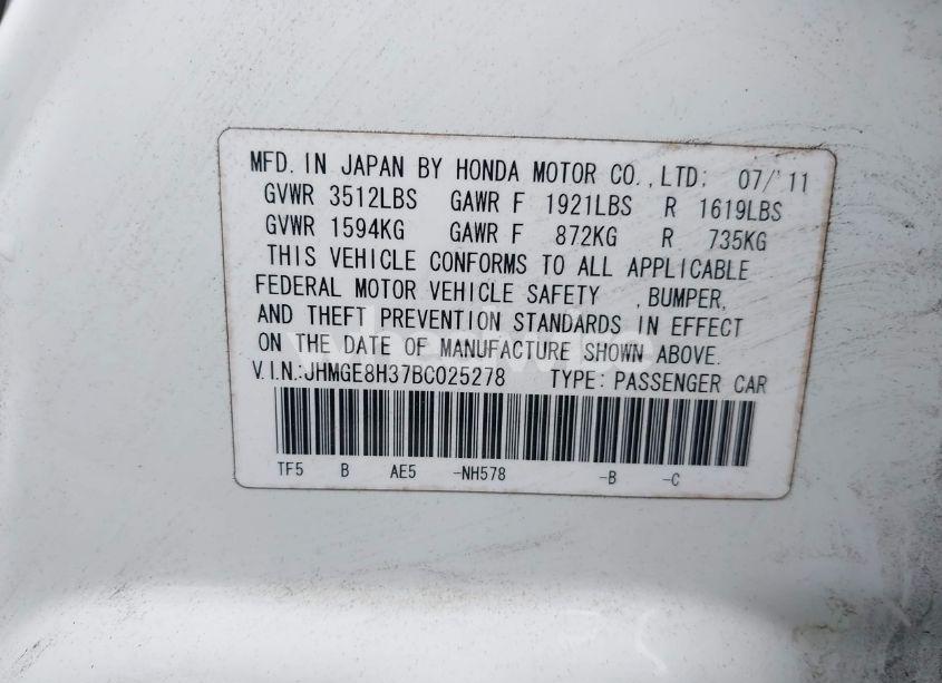 Photo 9 of 2011 Honda Fit (VIN JHMGE8H37BC025278)