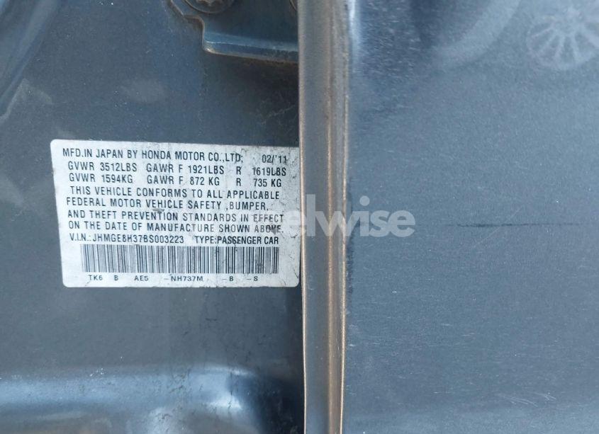 Photo 9 of 2011 Honda Fit (VIN JHMGE8H37BS003223)