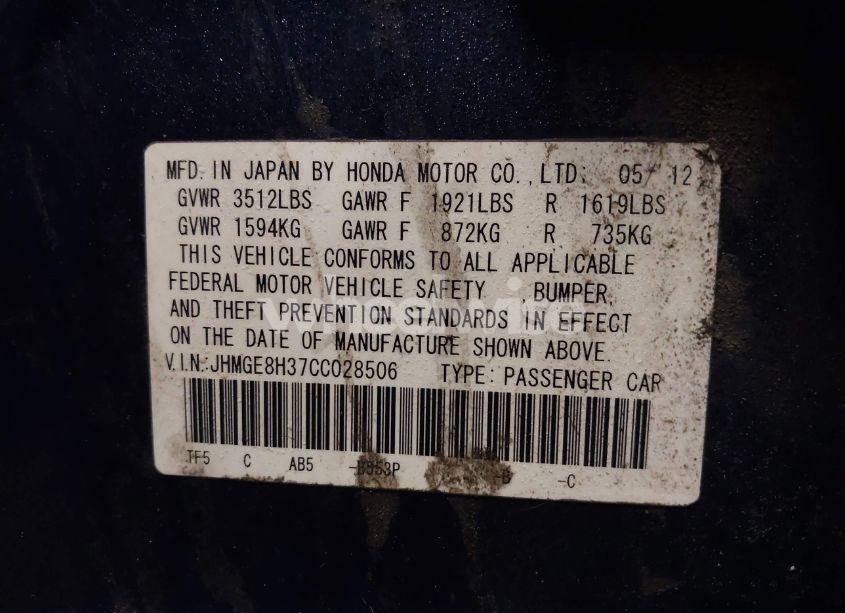 Photo 9 of 2012 Honda Fit (VIN JHMGE8H37CC028506)