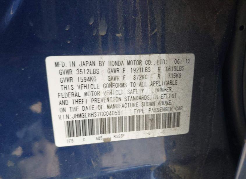 Photo 9 of 2012 Honda Fit (VIN JHMGE8H37CC040591)