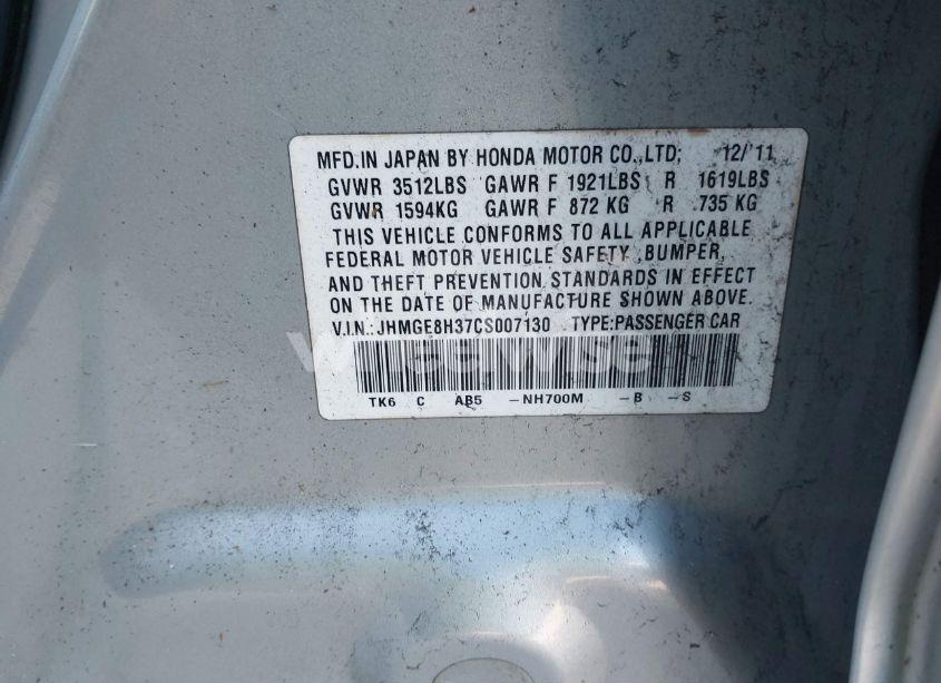 Photo 9 of 2012 Honda Fit (VIN JHMGE8H37CS007130)