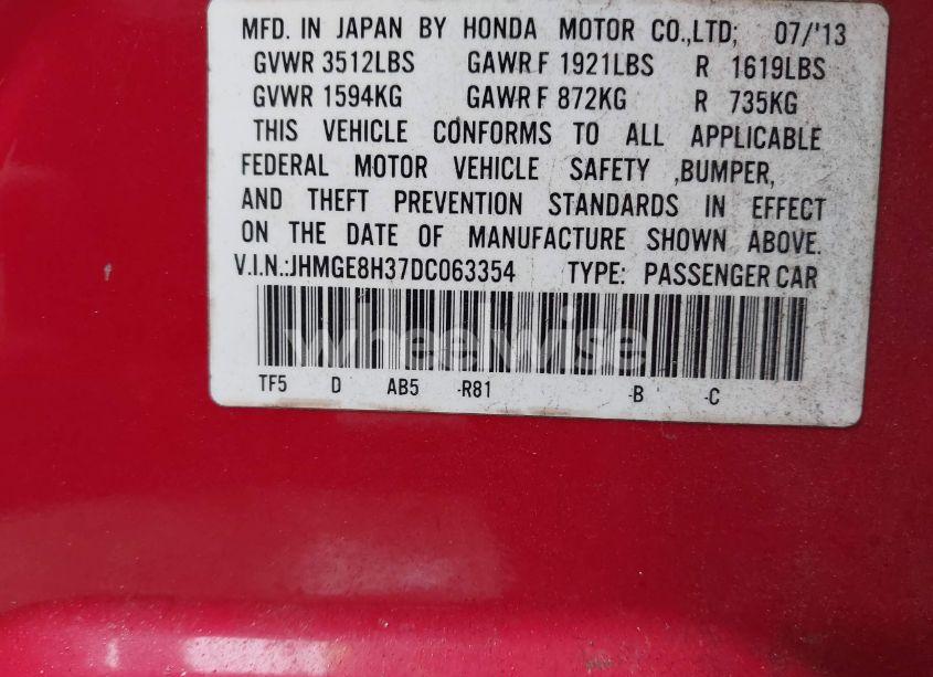 Photo 9 of 2013 Honda Fit (VIN JHMGE8H37DC063354)