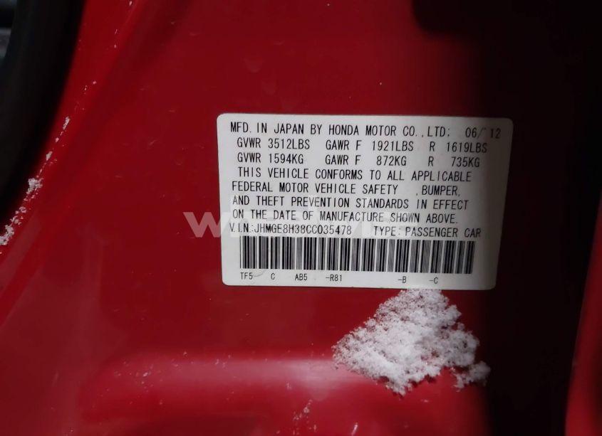 Photo 9 of 2012 Honda Fit (VIN JHMGE8H38CC035478)