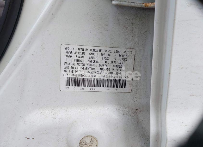 Photo 9 of 2012 Honda Fit (VIN JHMGE8H39CC040950)