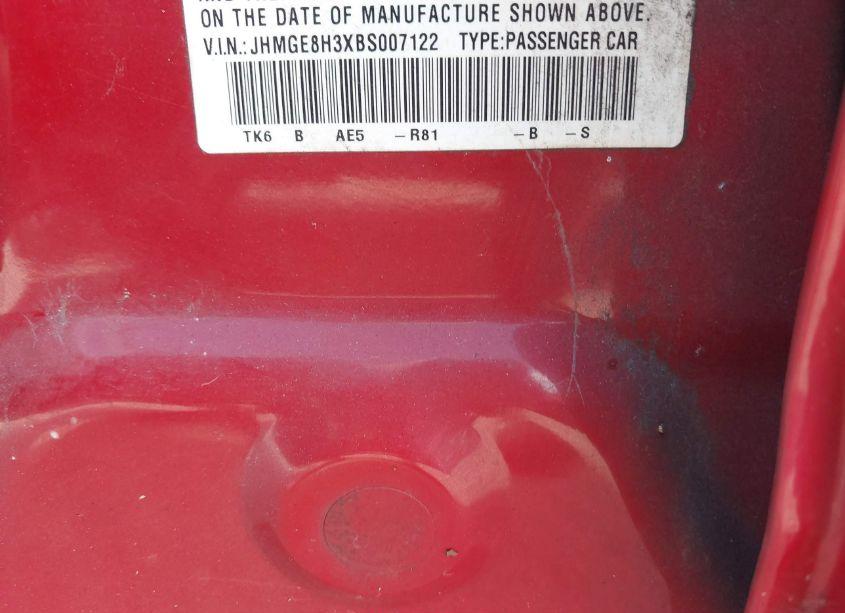 Photo 9 of 2011 Honda Fit (VIN JHMGE8H3XBS007122)