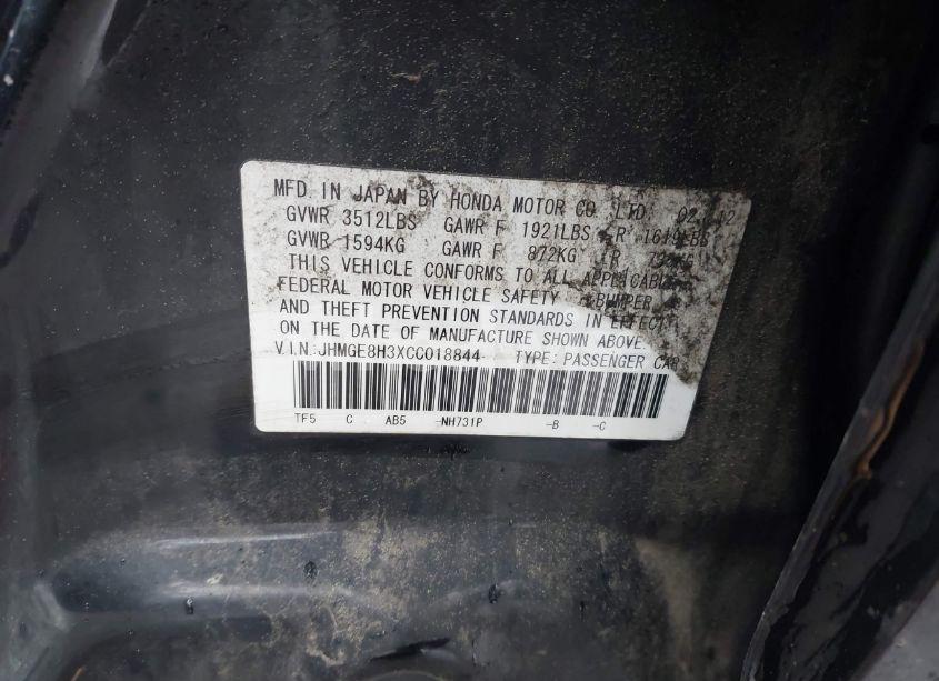 Photo 9 of 2012 Honda Fit (VIN JHMGE8H3XCC018844)