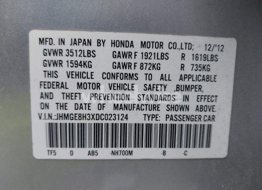 Photo 9 of 2013 Honda Fit (VIN JHMGE8H3XDC023124)