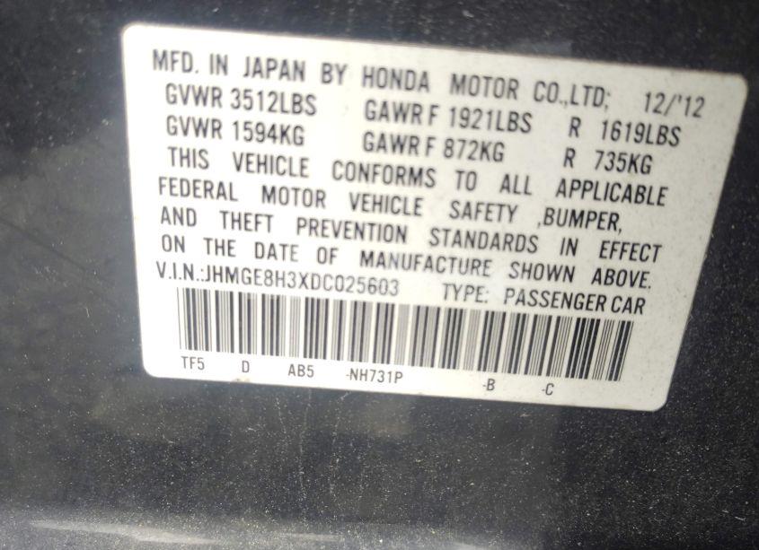 Photo 9 of 2013 Honda Fit (VIN JHMGE8H3XDC025603)