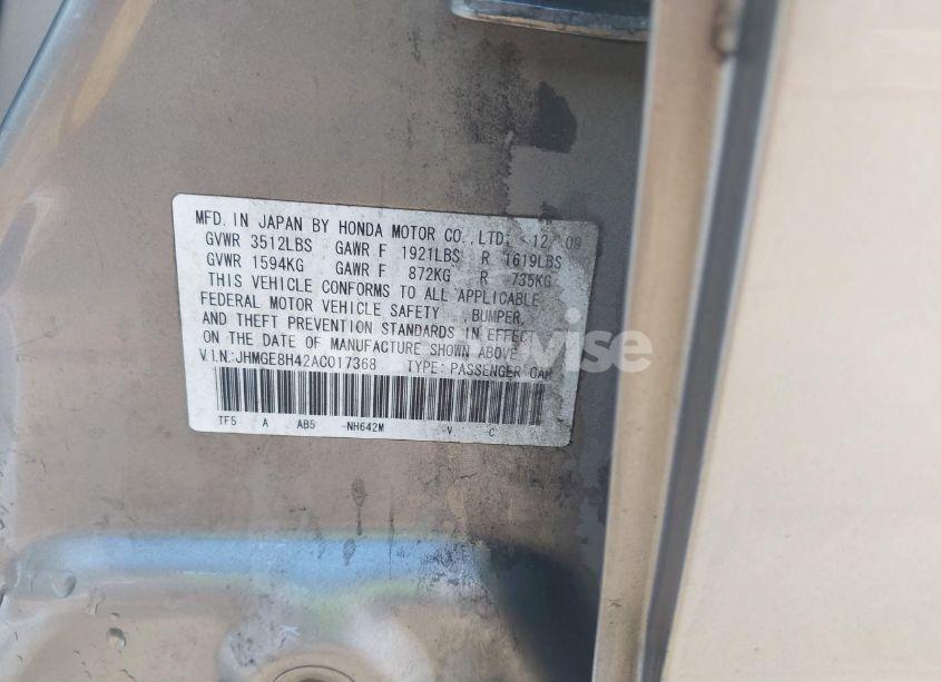 Photo 9 of 2010 Honda Fit SPORT (VIN JHMGE8H42AC017368)