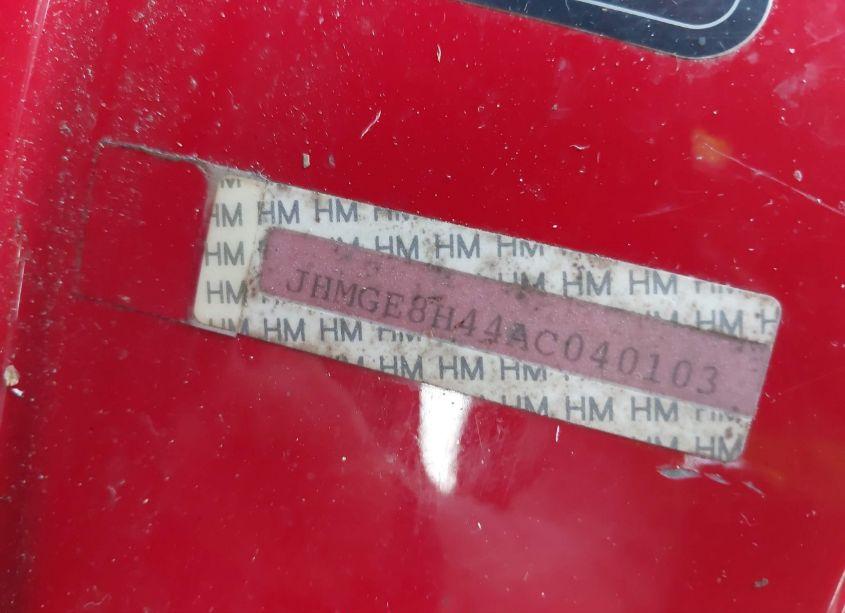 Photo 9 of 2010 Honda Fit SPORT (VIN JHMGE8H44AC040103)