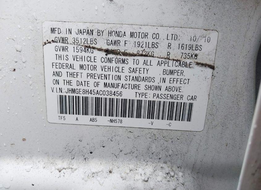 Photo 9 of 2010 Honda Fit SPORT (VIN JHMGE8H45AC038456)