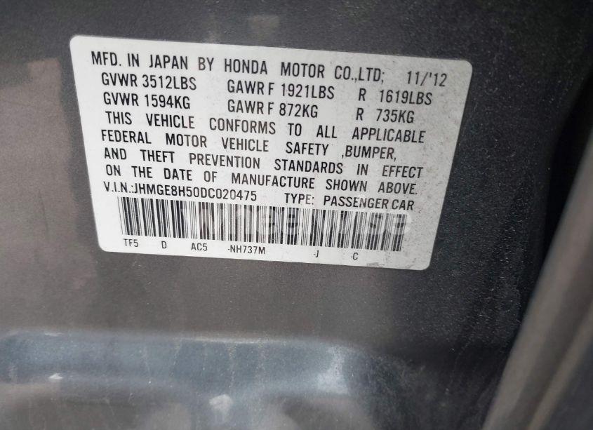 Photo 9 of 2013 Honda Fit SPORT (VIN JHMGE8H50DC020475)