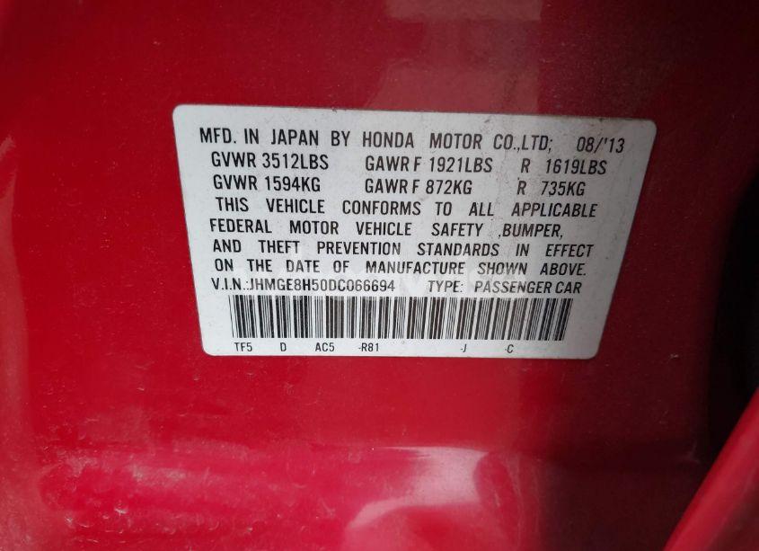 Photo 9 of 2013 Honda Fit SPORT (VIN JHMGE8H50DC066694)