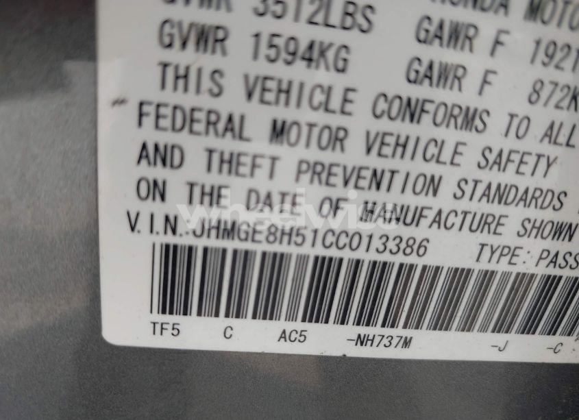 Photo 9 of 2012 Honda Fit SPORT (VIN JHMGE8H51CC013386)