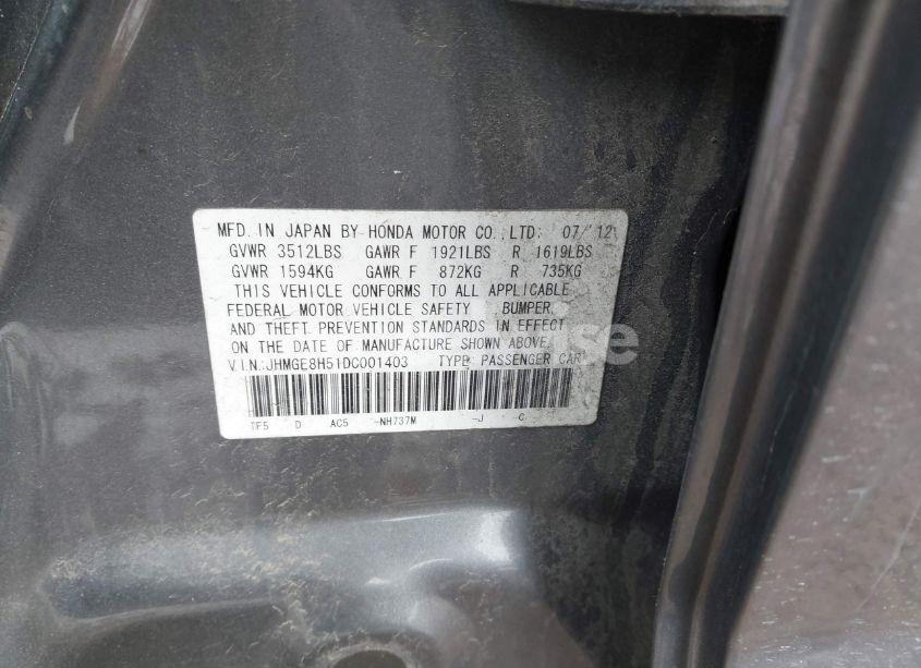 Photo 9 of 2013 Honda Fit SPORT (VIN JHMGE8H51DC001403)