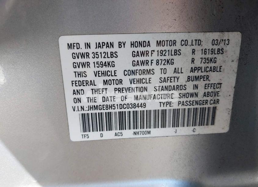 Photo 9 of 2013 Honda Fit SPORT (VIN JHMGE8H51DC038449)