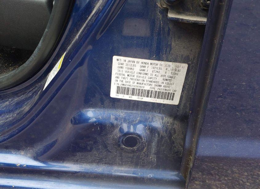 Photo 9 of 2012 Honda Fit SPORT (VIN JHMGE8H52CC009928)