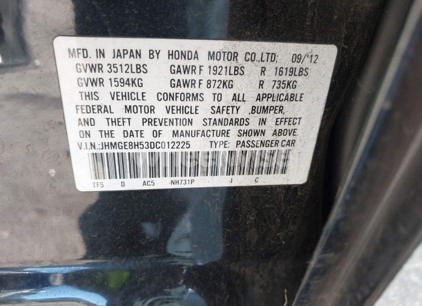 Photo 9 of 2013 Honda Fit SPORT (VIN JHMGE8H53DC012225)