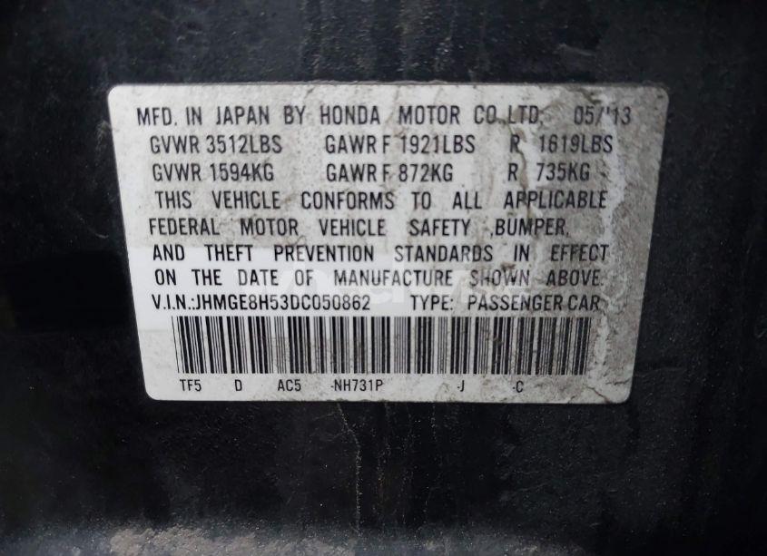 Photo 9 of 2013 Honda Fit SPORT (VIN JHMGE8H53DC050862)