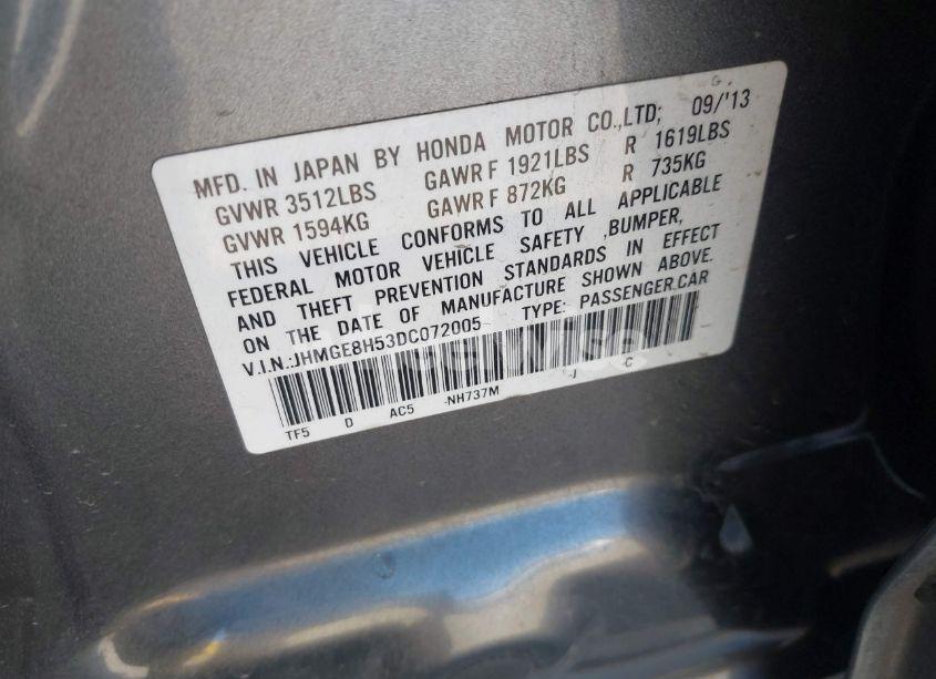 Photo 9 of 2013 Honda Fit SPORT (VIN JHMGE8H53DC072005)