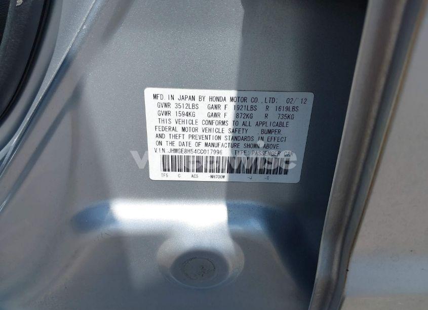 Photo 9 of 2012 Honda Fit SPORT (VIN JHMGE8H54CC017996)