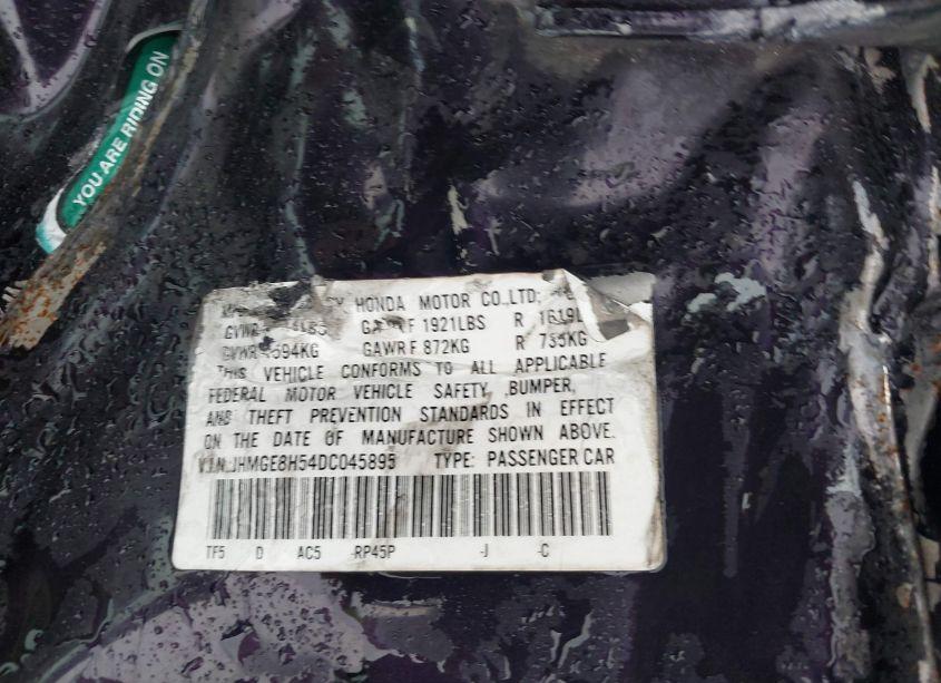 Photo 9 of 2013 Honda Fit SPORT (VIN JHMGE8H54DC045895)