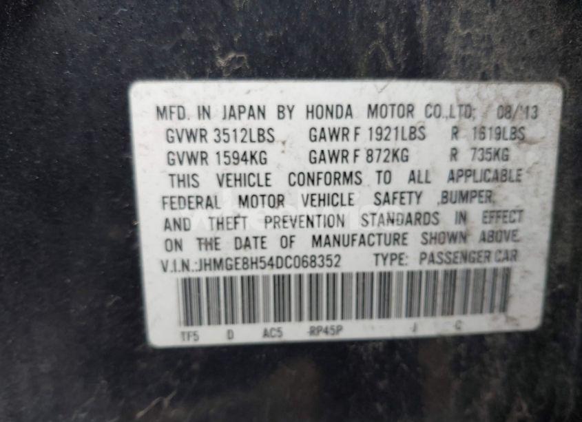 Photo 9 of 2013 Honda Fit SPORT (VIN JHMGE8H54DC068352)