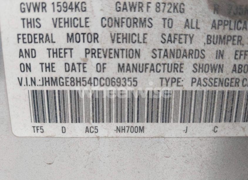 Photo 9 of 2013 Honda Fit SPORT (VIN JHMGE8H54DC069355)