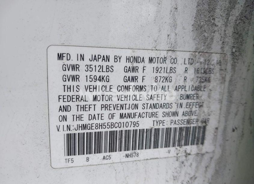 Photo 9 of 2011 Honda Fit SPORT (VIN JHMGE8H55BC010795)