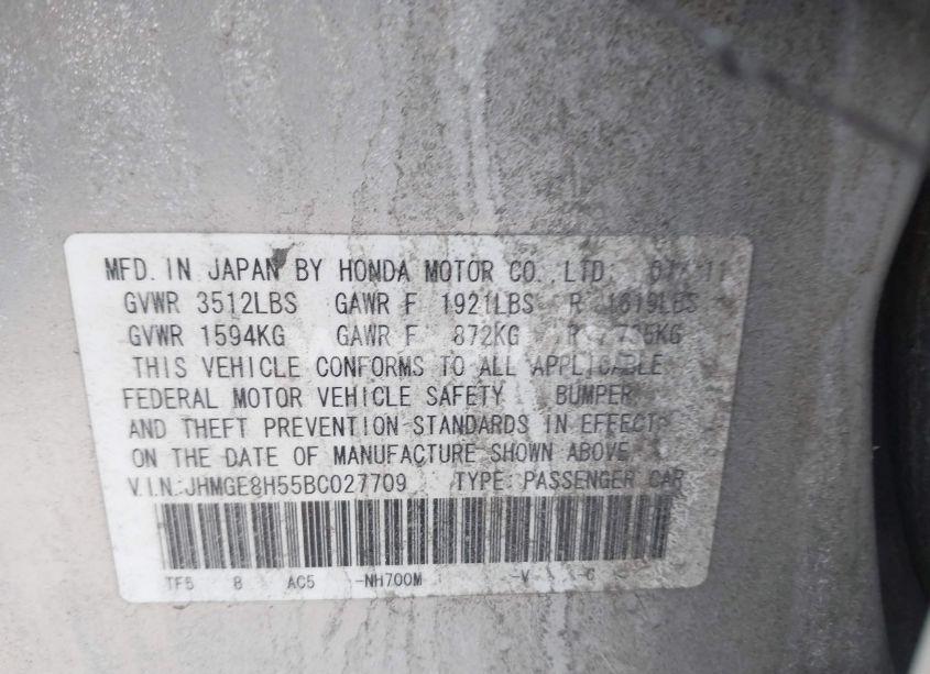 Photo 9 of 2011 Honda Fit SPORT (VIN JHMGE8H55BC027709)