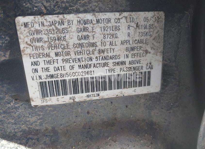 Photo 9 of 2012 Honda Fit SPORT (VIN JHMGE8H56CC029681)