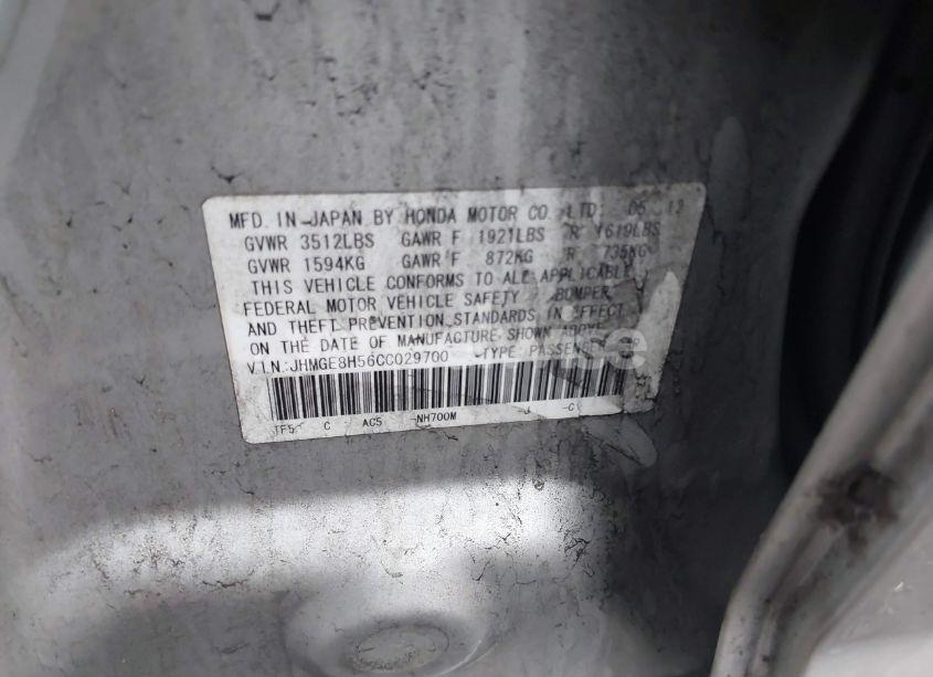 Photo 9 of 2012 Honda Fit SPORT (VIN JHMGE8H56CC029700)