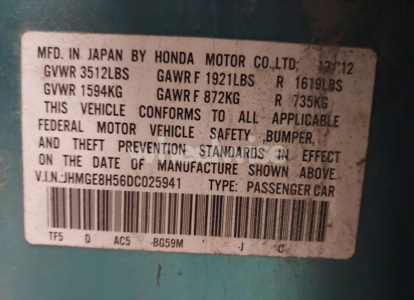 Photo 9 of 2013 Honda Fit SPORT (VIN JHMGE8H56DC025941)